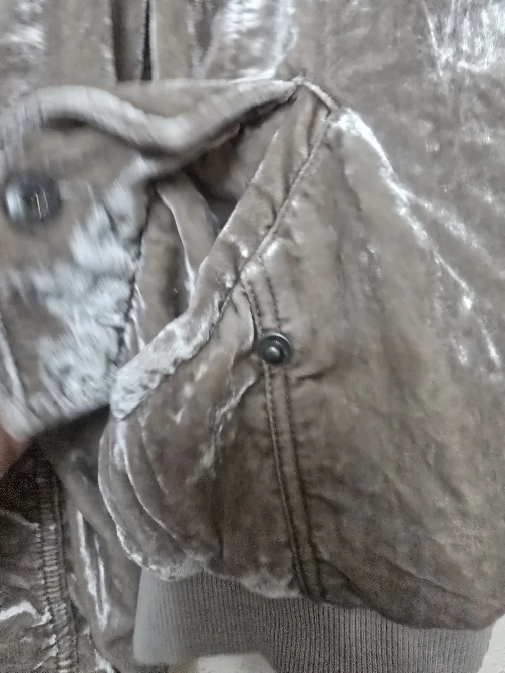 Free People Shimmer Velvet Bomber Jacket in Taupe